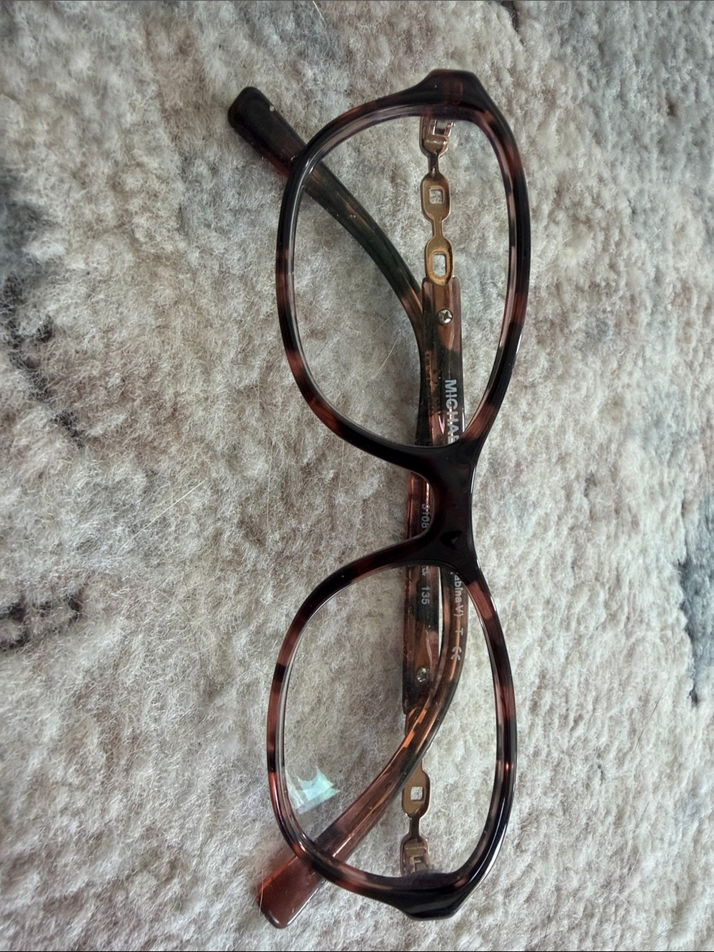 Michael Kors Brown Tortoiseshell Kids Eyeglass Frames with Gold Chain Detail